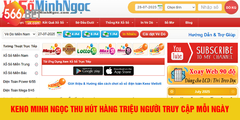 Keno Minh Ngọc thu hút hàng triệu người truy cập mỗi ngày